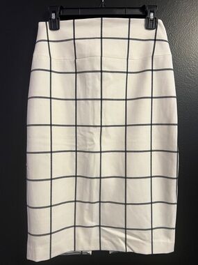 EXPRESS White Windowpane Pencil Skirt